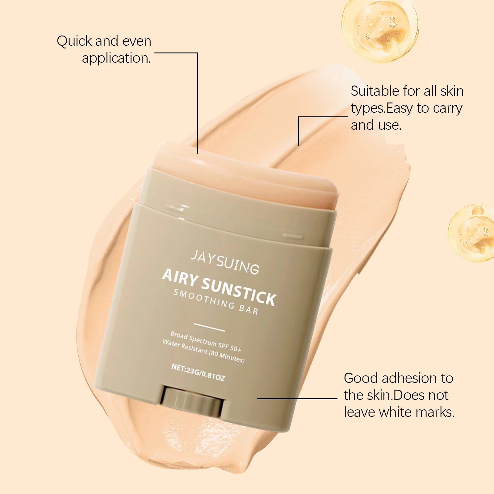 Face Cream Stick Moisturizing Facial Body Sunscreen Matte Sun Stick SPF 50+ UV Protective Cream Refreshing Hydrating Waterproof
