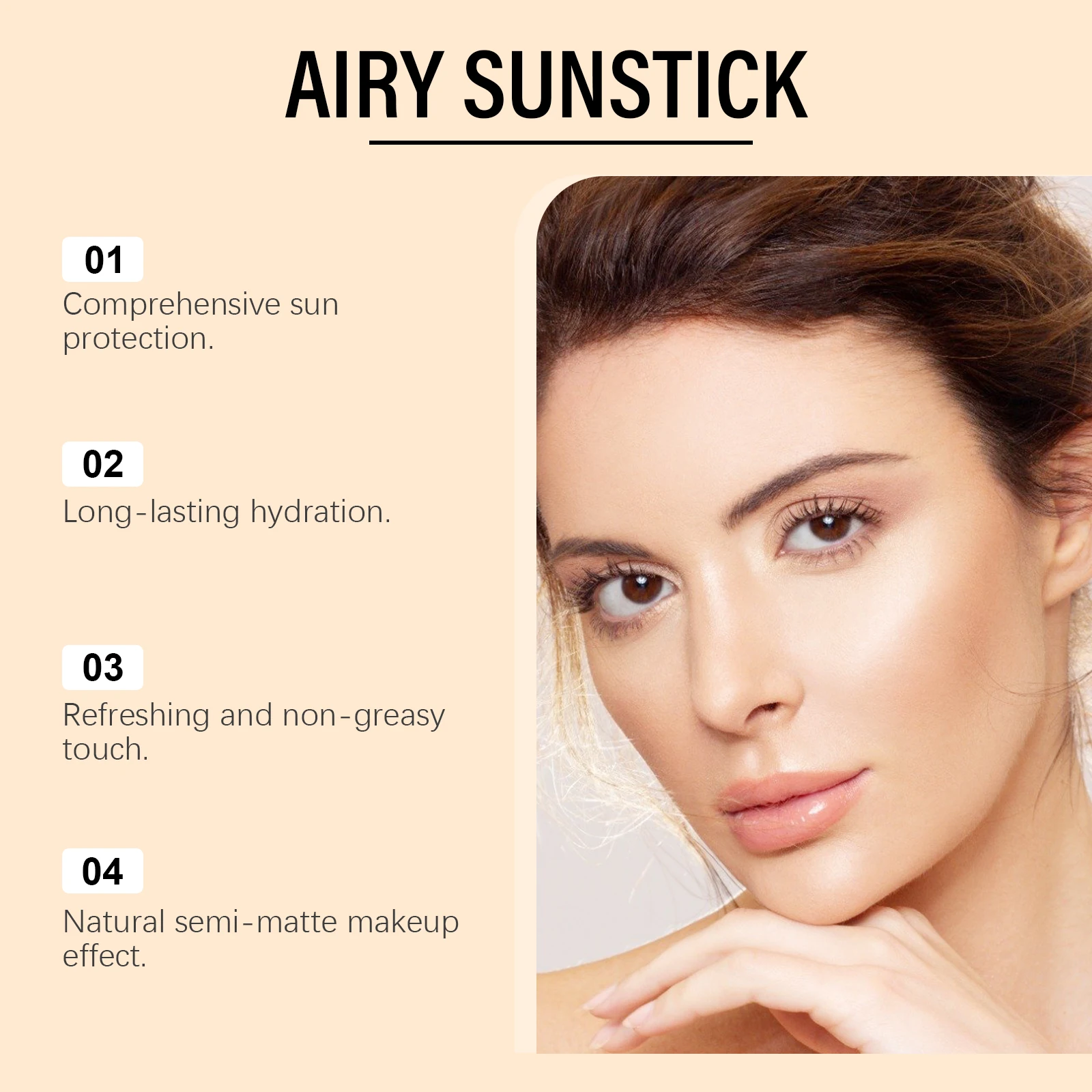 Face Cream Stick Moisturizing Facial Body Sunscreen Matte Sun Stick SPF 50+ UV Protective Cream Refreshing Hydrating Waterproof