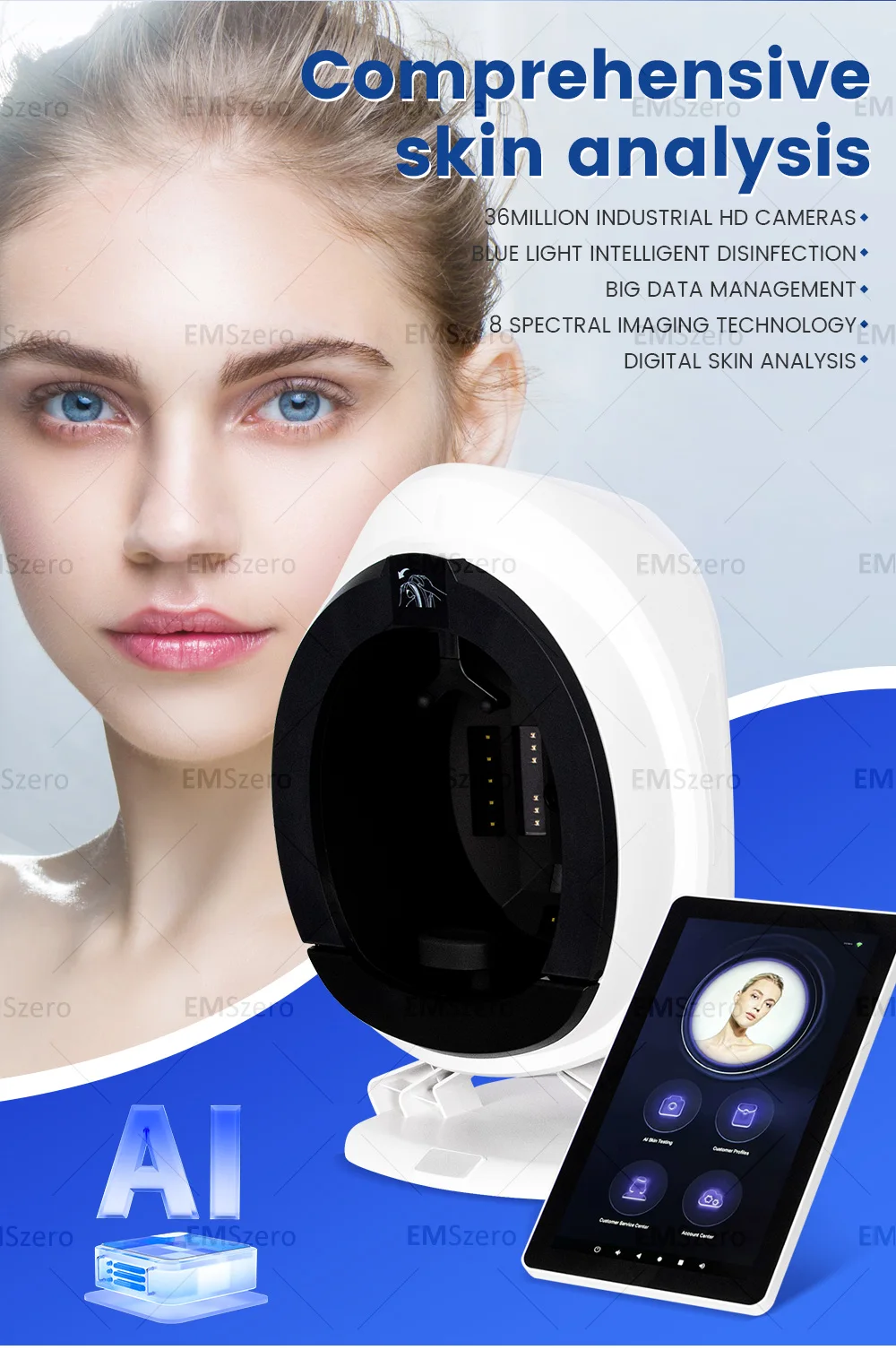 AISA Q1 Skin Analyzer X5 3D Professional Facial Skin Analyzer Machine O1 Pro AI Skin Analysis Scanner 15.6inch 10 Light Spectrum AISA Q1 Skin Analyzer X5 3D Professional Facial Skin Analyzer Machine O1 Pro AI Skin Analysis Scanner 15.6inch 10 Light Spectrum