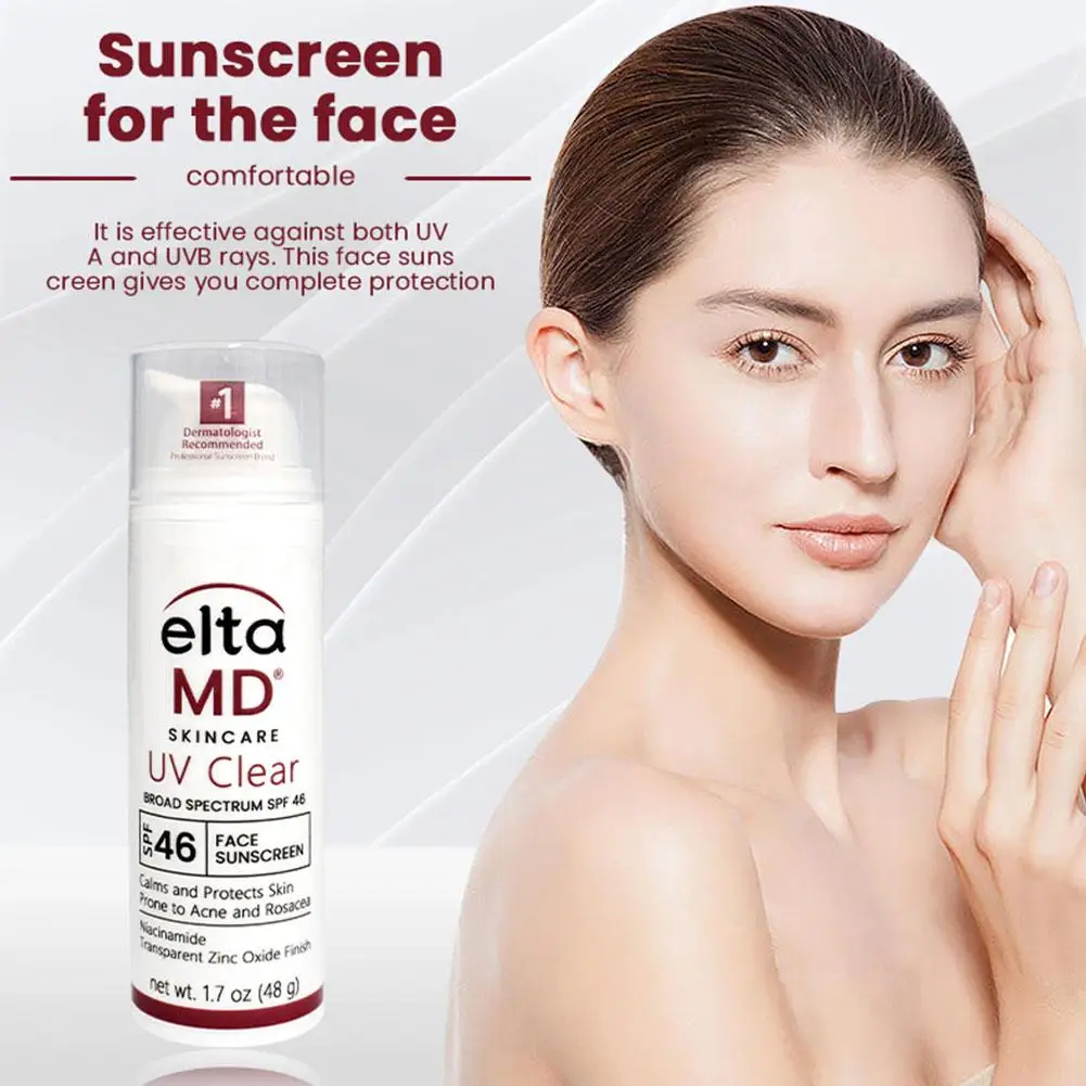 Eltamd 48ml Facial Sunscreen SPF46 UV Sunscreen Anti-Radiation Waterproof&sweatproof Non-greasy for Sensitive and Acne ProneSkin