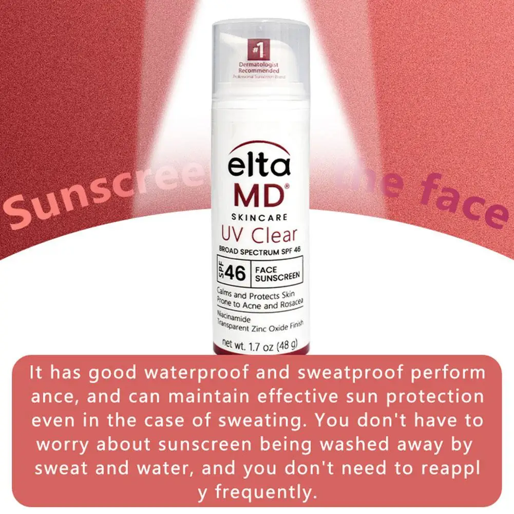 Eltamd 48ml Facial Sunscreen SPF46 UV Sunscreen Anti-Radiation Waterproof&sweatproof Non-greasy for Sensitive and Acne ProneSkin