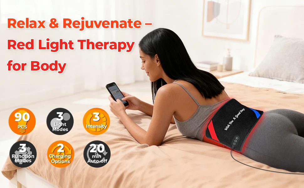 90 LEDs Blue Infrared Red Light Therapy Belt 460nm 660nm 850nm For Skin Care Relieve Waist Back Shoulder Arm Muscle Body Pain 90 LEDs Blue Infrared Red Light Therapy Belt 460nm 660nm 850nm For Skin Care Relieve Waist Back Shoulder Arm Muscle Body Pain