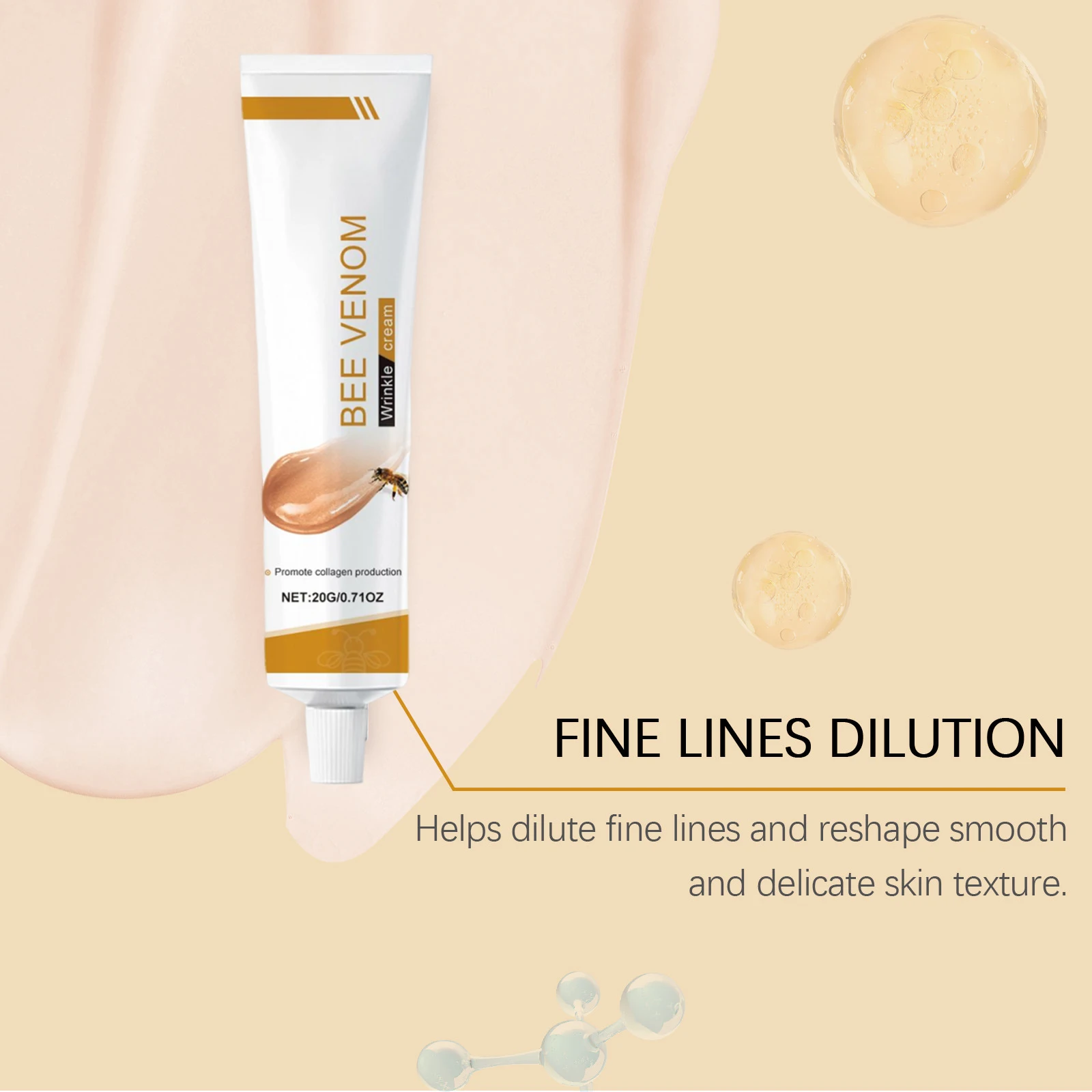 Bee Venom Wrinkle Removal Cream Firming Lifting Facial Moisturizing Deep Hydration Smoothing Fine Lines Anti Aging Face Cream