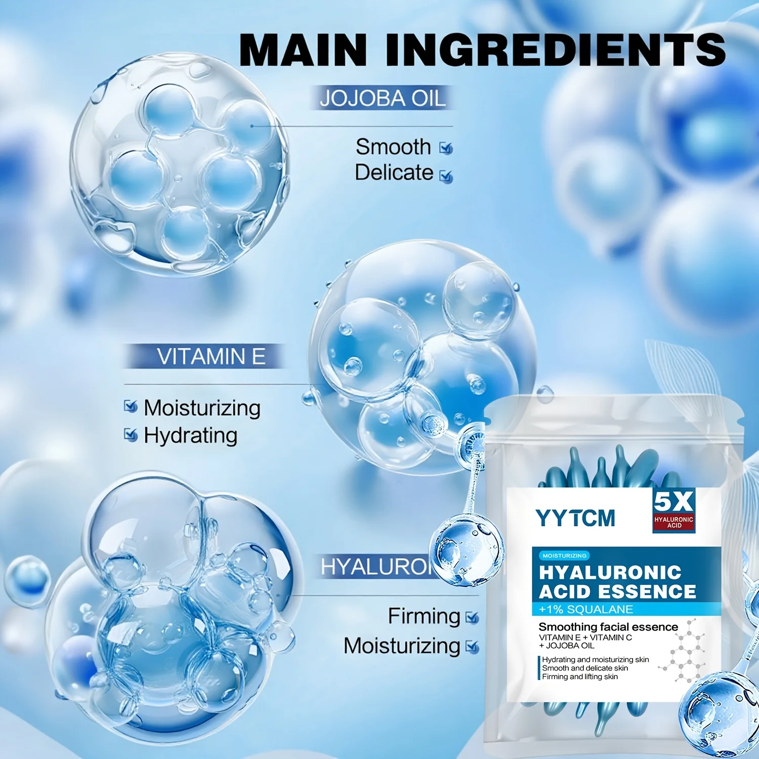 Hyaluronic acid deep moisturizing capsule essence, deep moisturizing and brightening skin essence (0.4gx30 capsules)/bag -1 bag