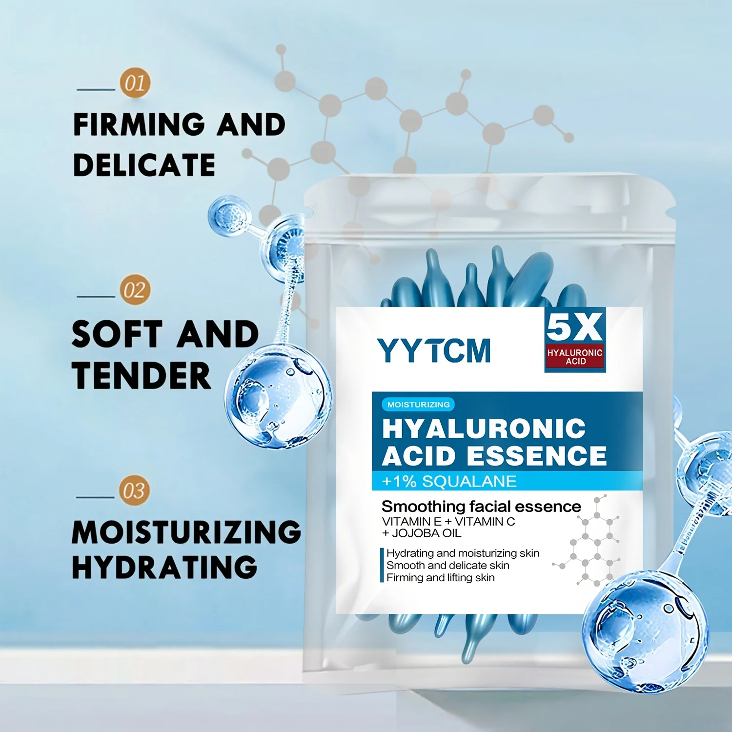 Hyaluronic acid deep moisturizing capsule essence, deep moisturizing and brightening skin essence (0.4gx30 capsules)/bag -1 bag