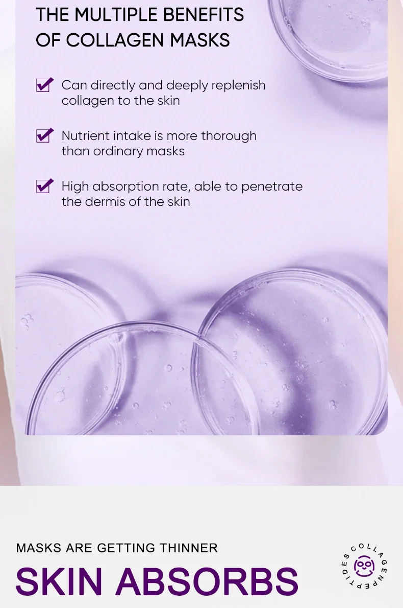 Collagen Anti Wrinkle Facial Mask Anti Aging Fade Fine Lines Firm Skin Moisturizing Brightening Smooth SkinCare Korean Cosmetics Collagen Anti Wrinkle Facial Mask Anti Aging Fade Fine Lines Firm Skin Moisturizing Brightening Smooth SkinCare Korean Cosmetics