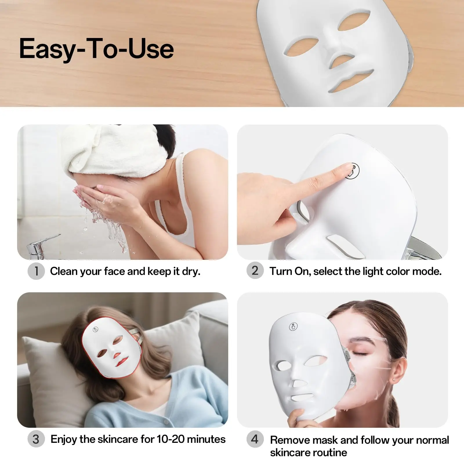 Portable Silicone 7 Colors LED Face Mask Wireless Use Photon Facial Skin Tighten Rejuvenation Reduce Wrinkle Facial Care Mask