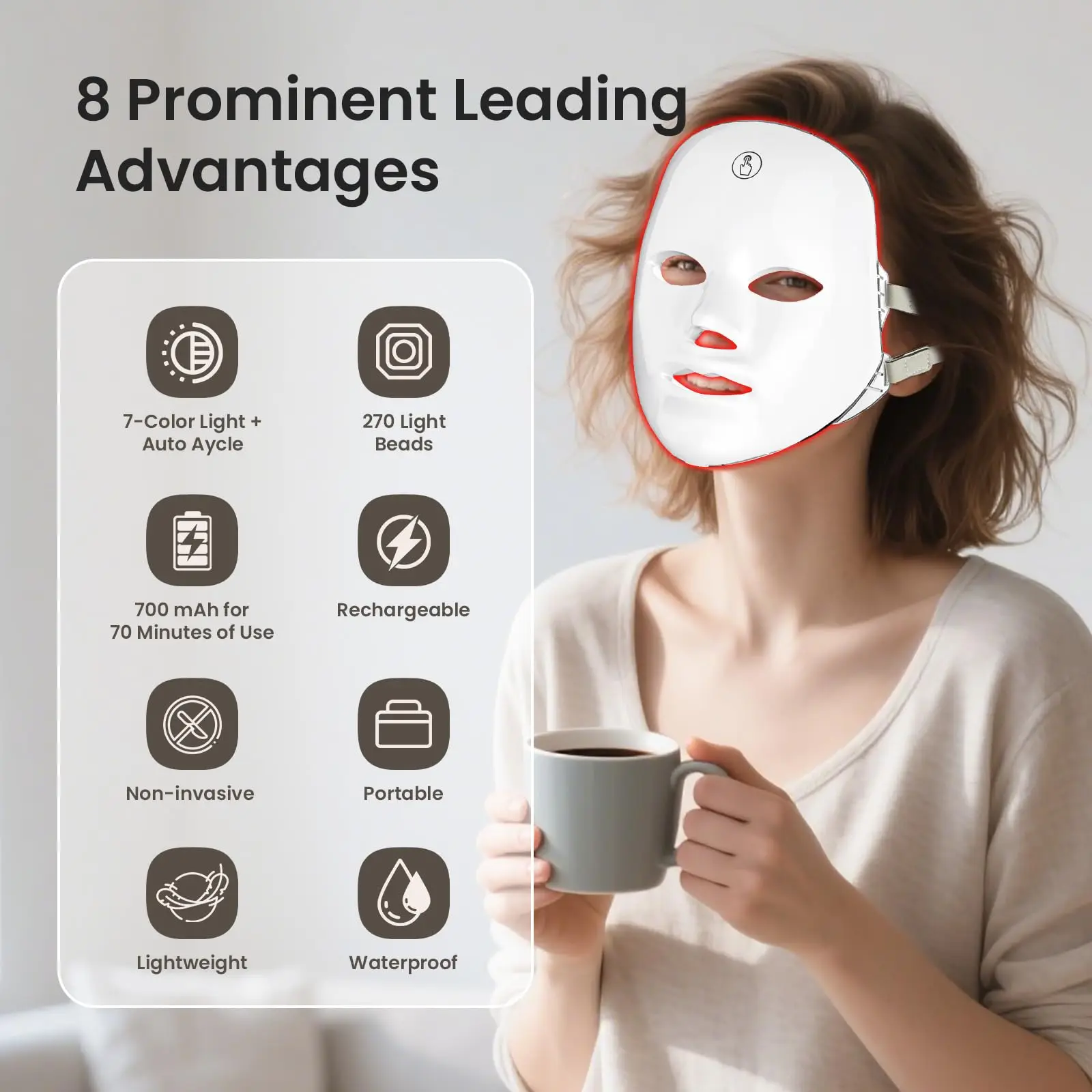 Portable Silicone 7 Colors LED Face Mask Wireless Use Photon Facial Skin Tighten Rejuvenation Reduce Wrinkle Facial Care Mask