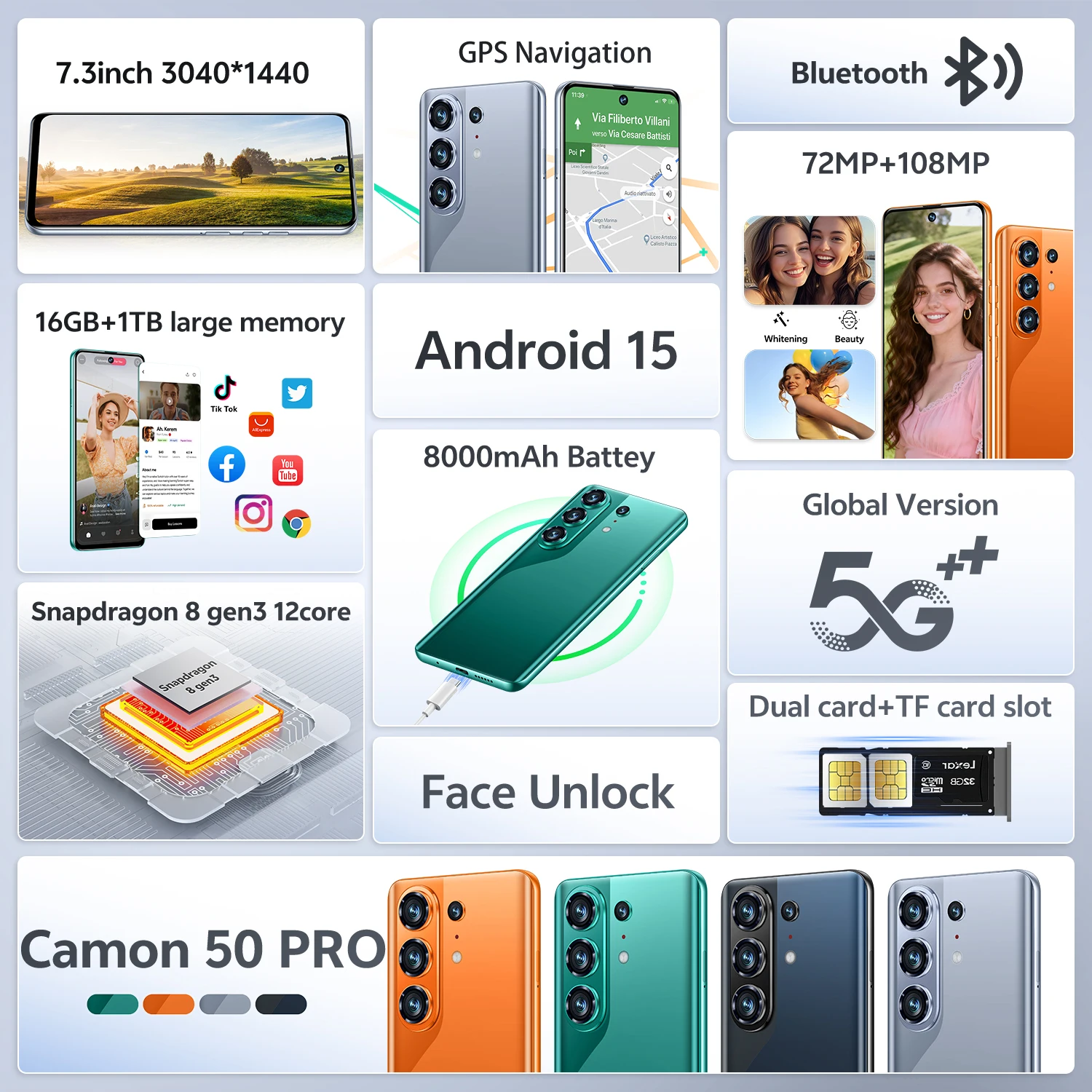 High Quality 2026 New Camon 50 Pro original intelligent 5G dual card dual standby system global version 8000mAh battery Arrival