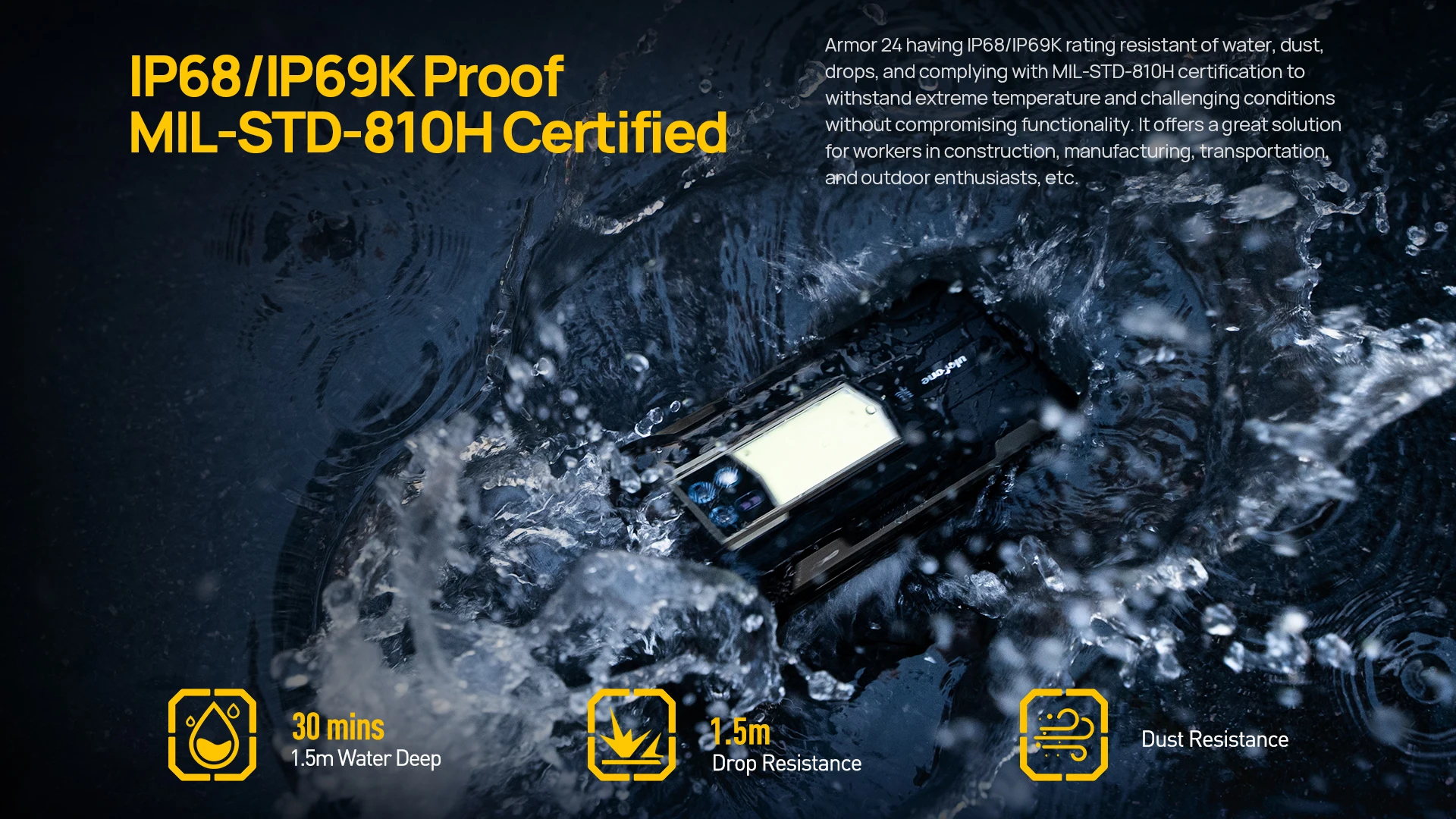 Ulefone Armor 24 Rugged Smartphone Up to 24GB RAM 256GB ROM 22000mAh 66W 64MP Night Camera 6.78