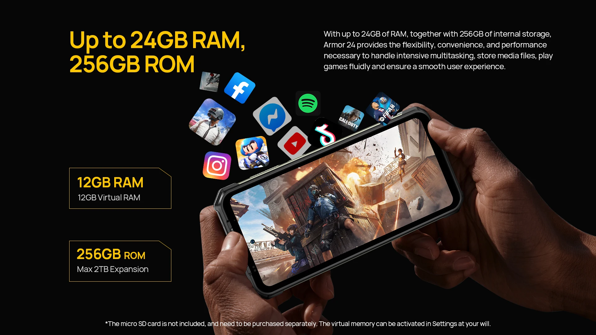 Ulefone Armor 24 Rugged Smartphone Up to 24GB RAM 256GB ROM 22000mAh 66W 64MP Night Camera 6.78