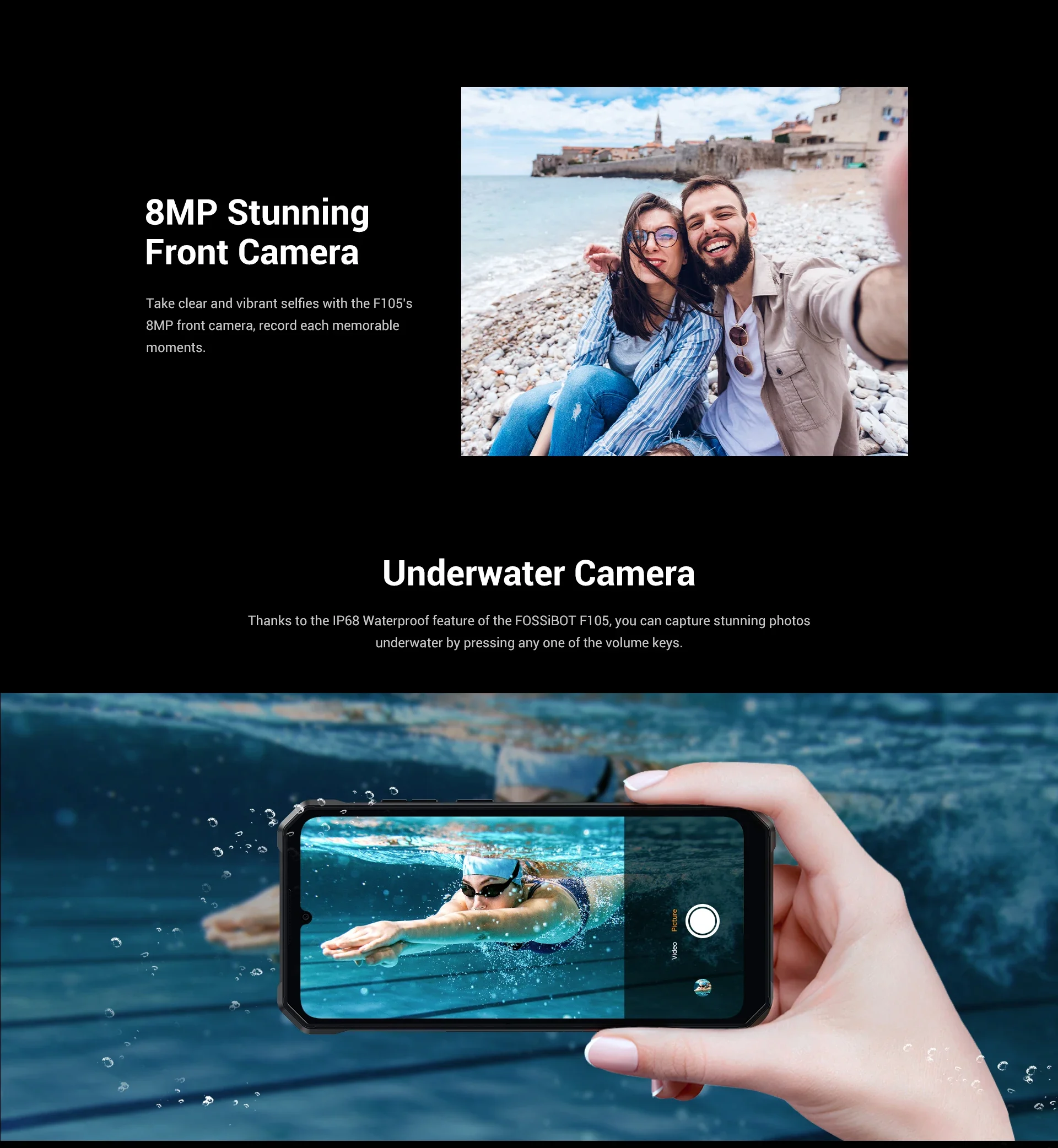 FOSSiBOT F105 Rugged Smartphone 12(4+8)GB+64GB 10300mAh Android 14 OS Mobile Phone 20 MP Camera 6.745
