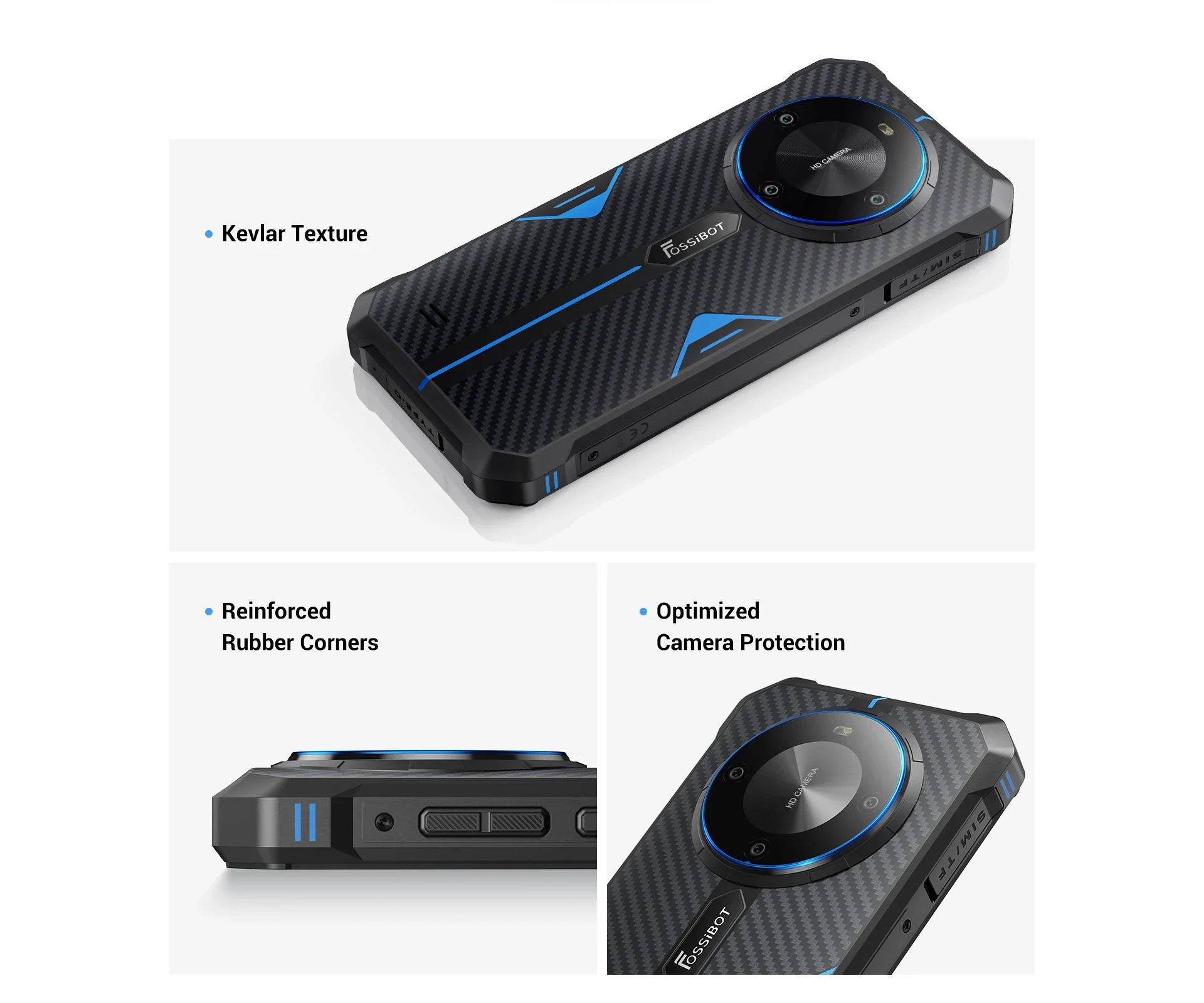 FOSSiBOT F105 Rugged Smartphone 12(4+8)GB+64GB 10300mAh Android 14 OS Mobile Phone 20 MP Camera 6.745