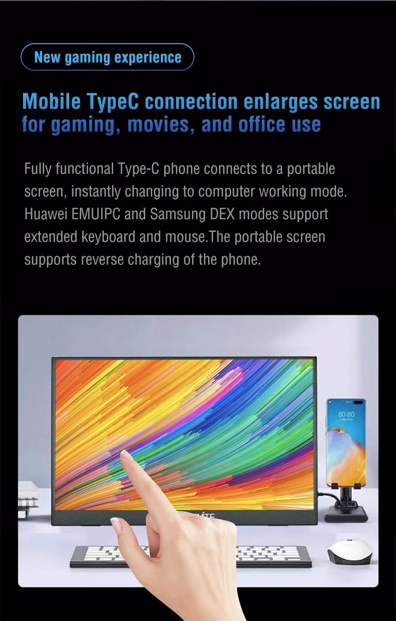 Anmite 16-Inch Portable Touch Monitor Non-touch optional 1200P HDR 16:10 For XBox PS4 / 5 Switch Cell Phone PC Loptop Extension Anmite 16-Inch Portable Touch Monitor Non-touch optional 1200P HDR 16:10 For XBox PS4 / 5 Switch Cell Phone PC Loptop Extension