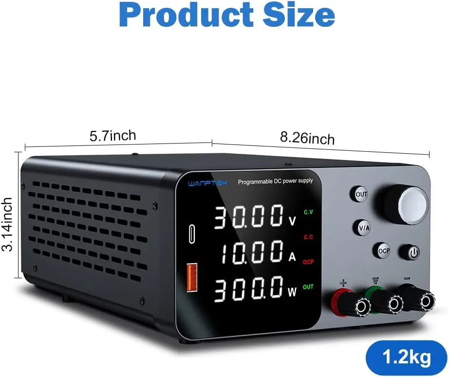 Wanptek DC Lab Power Supply 30V 60V 120V Adjustable Voltage Regulator Preset Voltage Current Dual Input Voltage 220V/110V