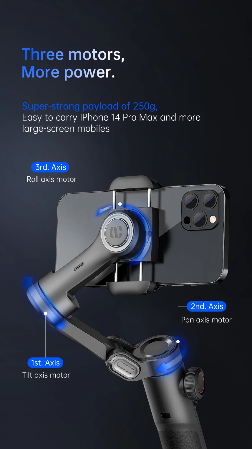 3-Axis Gimbal Stabilizer for Smartphone Foldable Handheld Phone Video Record Vlog Anti-Shake Stabilizer PTZ for iPhone Android 3-Axis Gimbal Stabilizer for Smartphone Foldable Handheld Phone Video Record Vlog Anti-Shake Stabilizer PTZ for iPhone Android