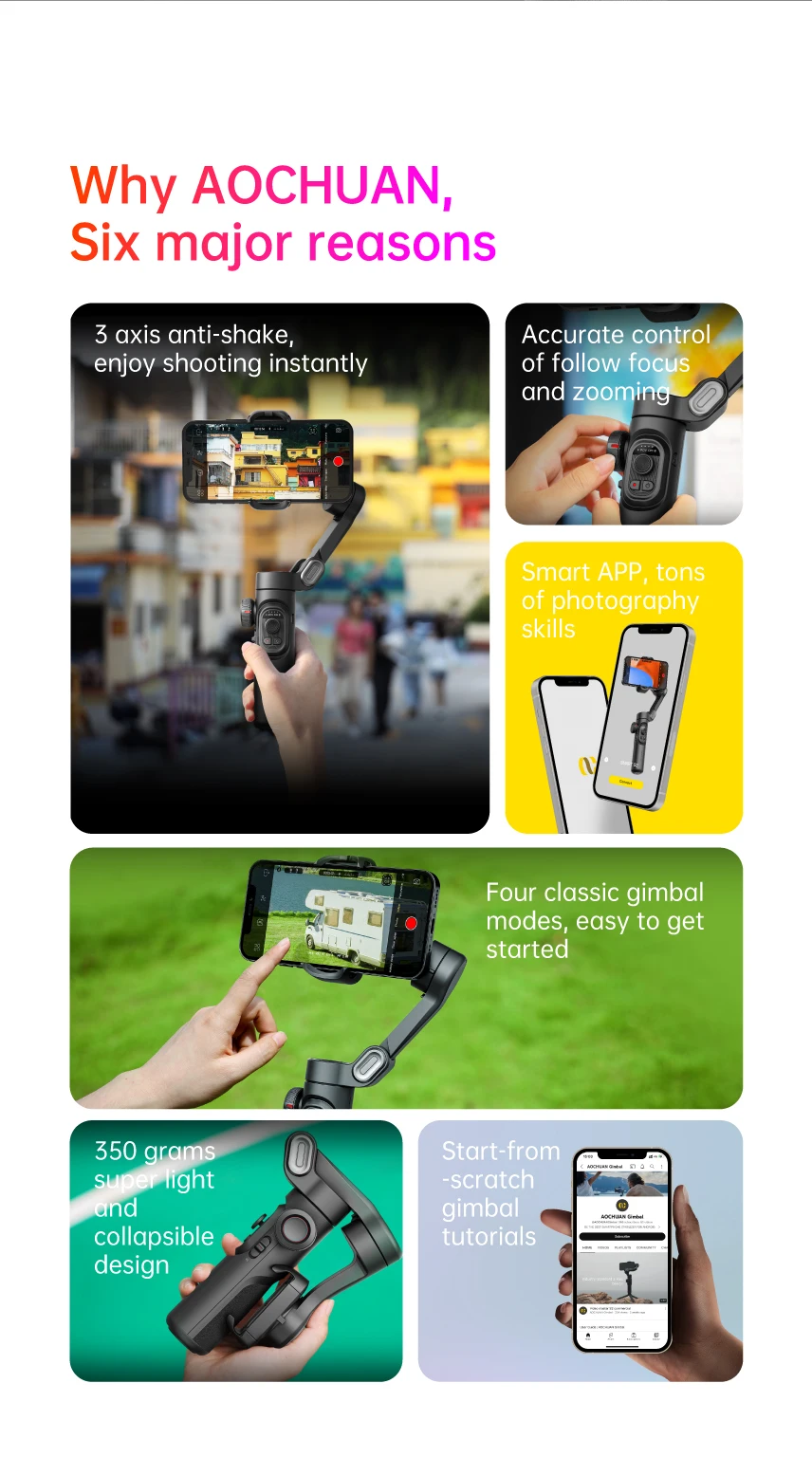 3-Axis Gimbal Stabilizer for Smartphone Foldable Handheld Phone Video Record Vlog Anti-Shake Stabilizer PTZ for iPhone Android 3-Axis Gimbal Stabilizer for Smartphone Foldable Handheld Phone Video Record Vlog Anti-Shake Stabilizer PTZ for iPhone Android