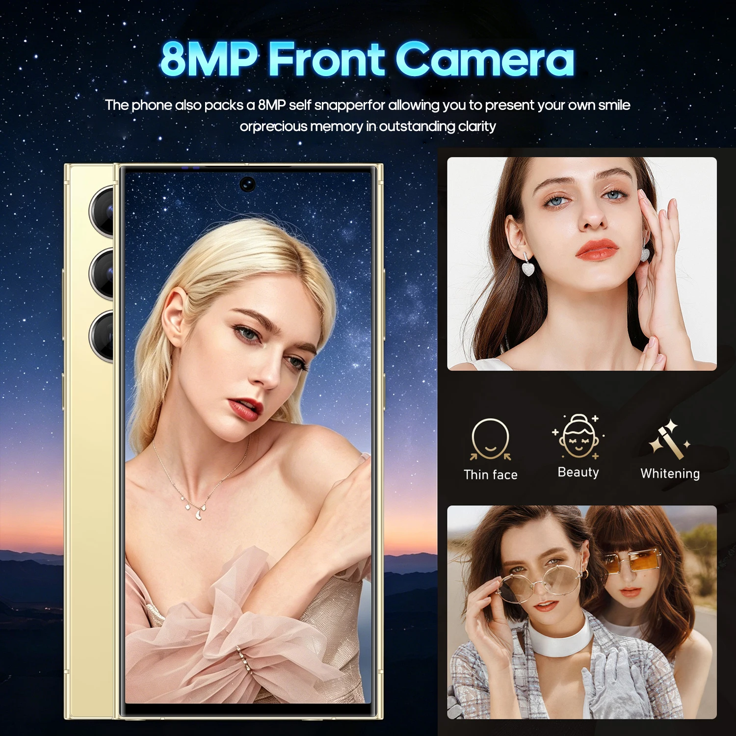 FUFFI S26 Pro Smartphone Android 12GB RAM 512GB ROM 6.8 Inch Cellphone 720x1600HD 8+20MP 4100mAh Battery 5G Network Mobile Phone