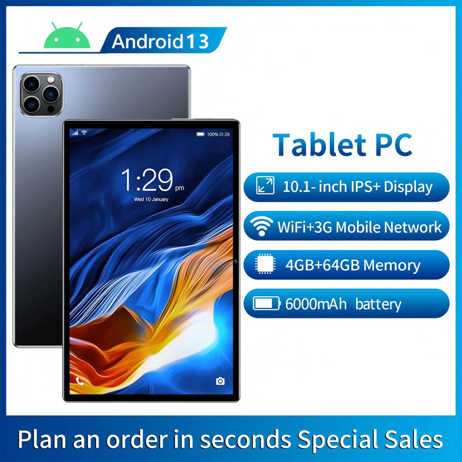 New 10.1 Inch Android Tablet Pc Google Play Octa Core Dual Cameras Dual SIM 3G Phone Call Tablets Bluetooth Wifi 4GB+64GB ROM New 10.1 Inch Android Tablet Pc Google Play Octa Core Dual Cameras Dual SIM 3G Phone Call Tablets Bluetooth Wifi 4GB+64GB ROM