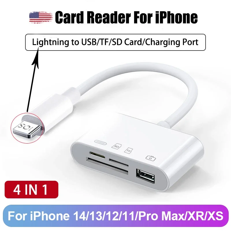 Three-wire 5-in-1 card reader, multi-function OTG converter, high-speed transmission, compatible with Iphone/Android/ipad
