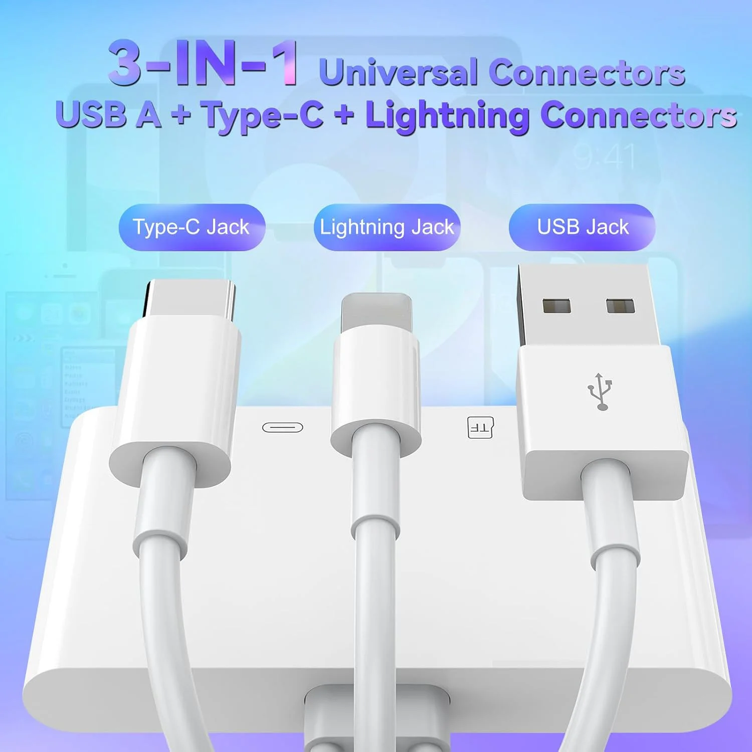 8-in-1 Universal Card Reader SD/TF Slots USB3.0/Type-C/LigtingOTGCamera AdapterFor Android/iPhone/iPad External Installation
