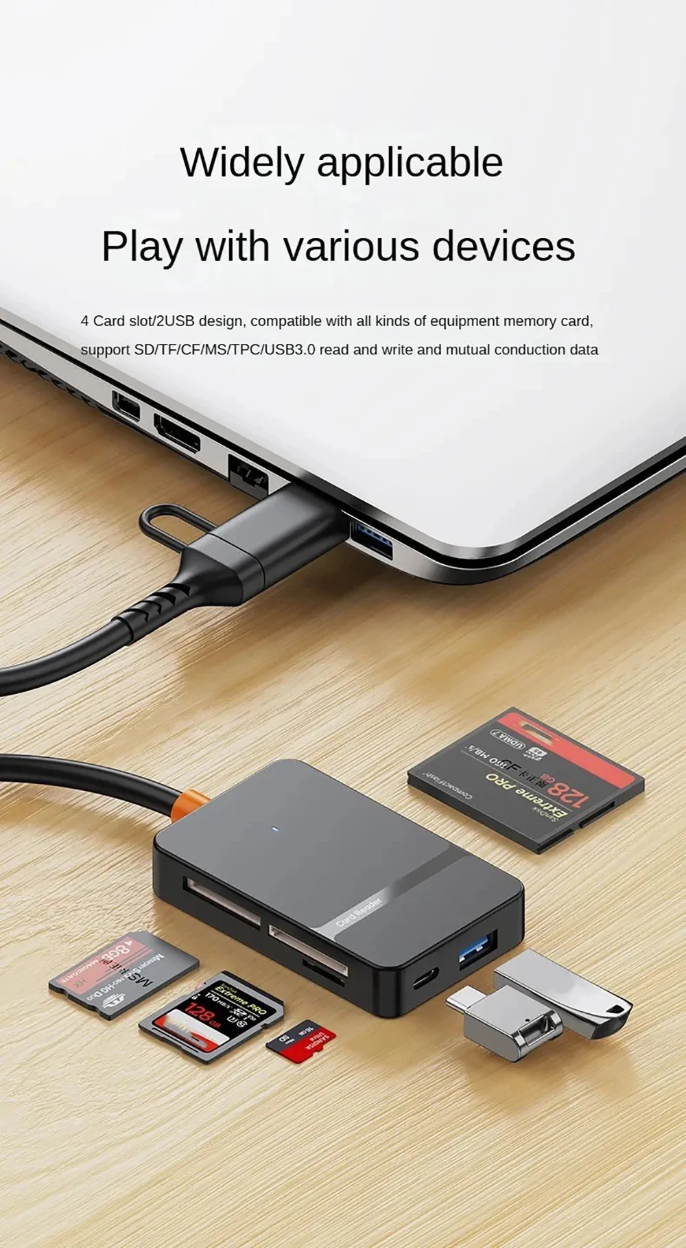 USB C 8-in-1 Card Reader Multi-functional Card Reader Support SD/TF/CF/MS Card Read 5Gbps Write Read U Disk Flash Card Adapter USB C 8-in-1 Card Reader Multi-functional Card Reader Support SD/TF/CF/MS Card Read 5Gbps Write Read U Disk Flash Card Adapter