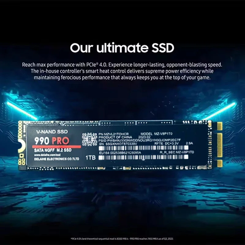 Lenovo 980Pro 990Pro M.2 NVMe SSD 1TB PCIe 4.0 7400MB/s High Performance Internal Solid State Drive for Laptop Desktop PC