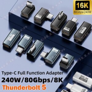 USB4 V2 90 Degree Type C Angle Adapter 80Gbps Thunderbolt