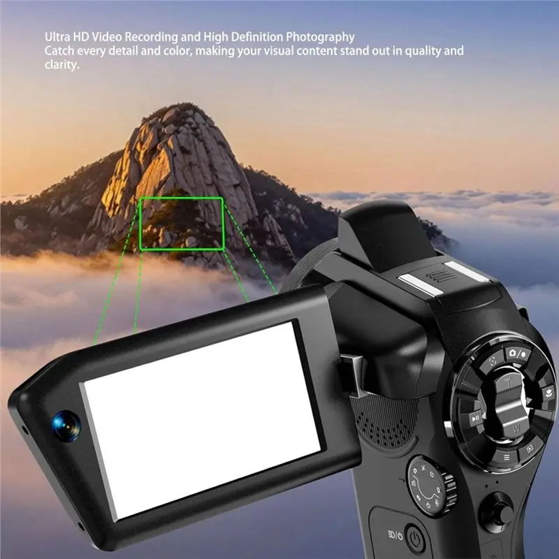 FULL-8K Digital DV Camera, 75MP Video Camcorder With Dual Lens 16X Digital Zoom Rotatable Screen Remote Control For Vlogging