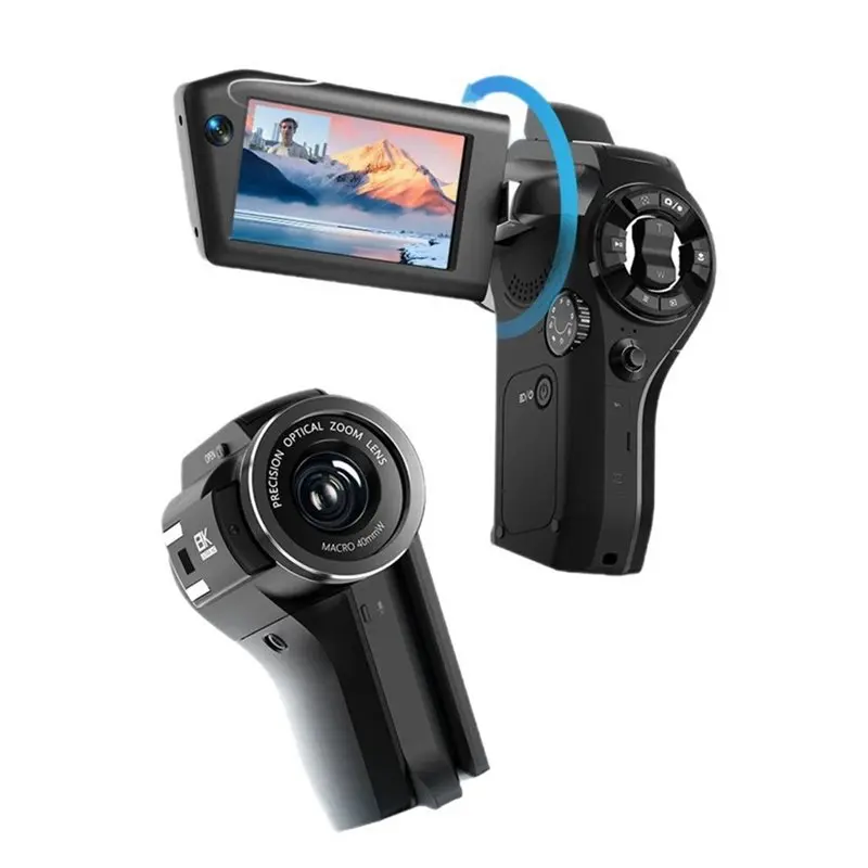 FULL-8K Digital DV Camera, 75MP Video Camcorder With Dual Lens 16X Digital Zoom Rotatable Screen Remote Control For Vlogging