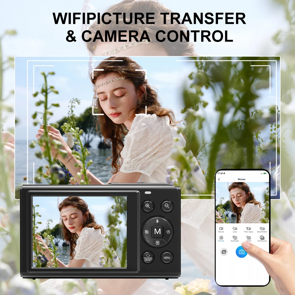 Ourlife Digital Camera 5K 80MP 18X Digital Zoom Dual IPS Screen Camera WIFI Cam Vintage Vlog Video Recorder for Photography