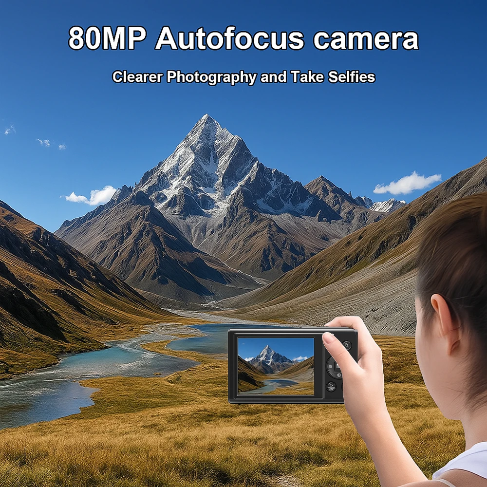 Ourlife Digital Camera 5K 80MP 18X Digital Zoom Dual IPS Screen Camera WIFI Cam Vintage Vlog Video Recorder for Photography