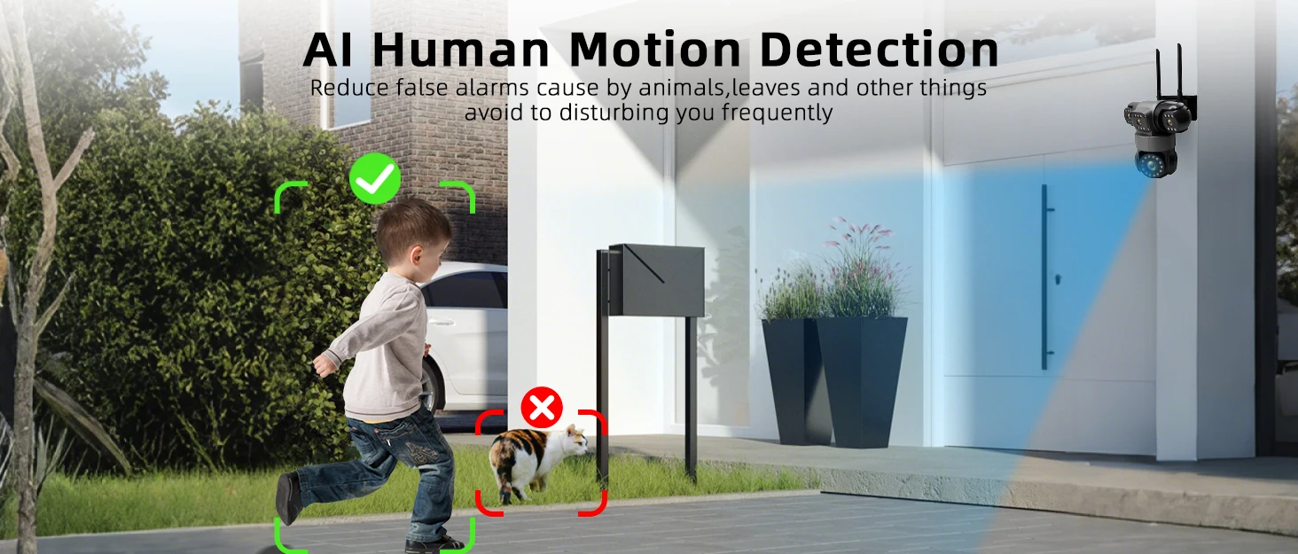 10K 20MP Home Security Outdoor WiFi Camera 4 Lens 4 Screen 360° 16X Zoom CCTV Wireless Surveillance PTZ Cam Security Protection