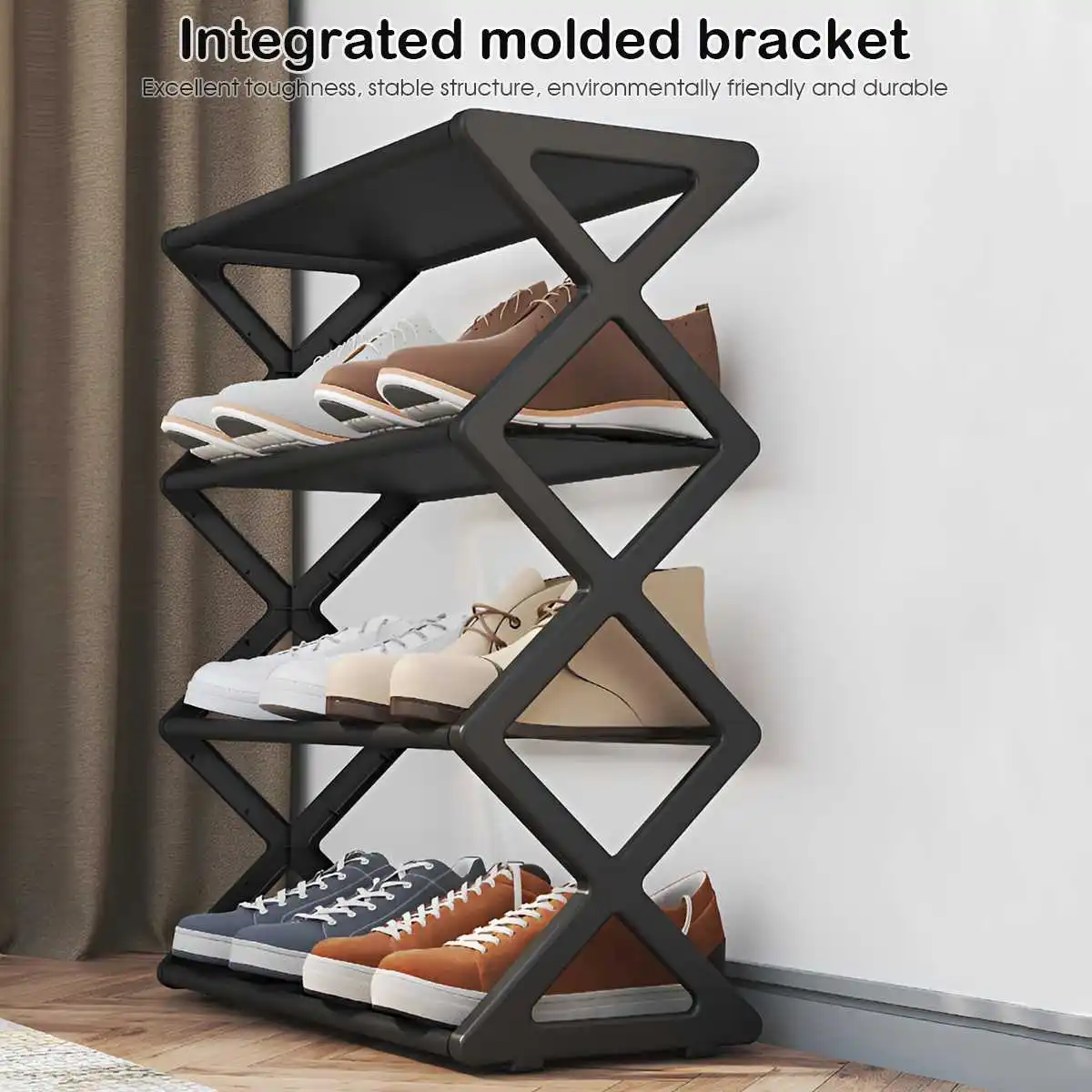 Hot 4-Tier X-Type Shoe Storage Rack, Dorm Rooms Multifunctional X-shaped Dust-proof Storage Rack for Entryways Hallways Bedrooms