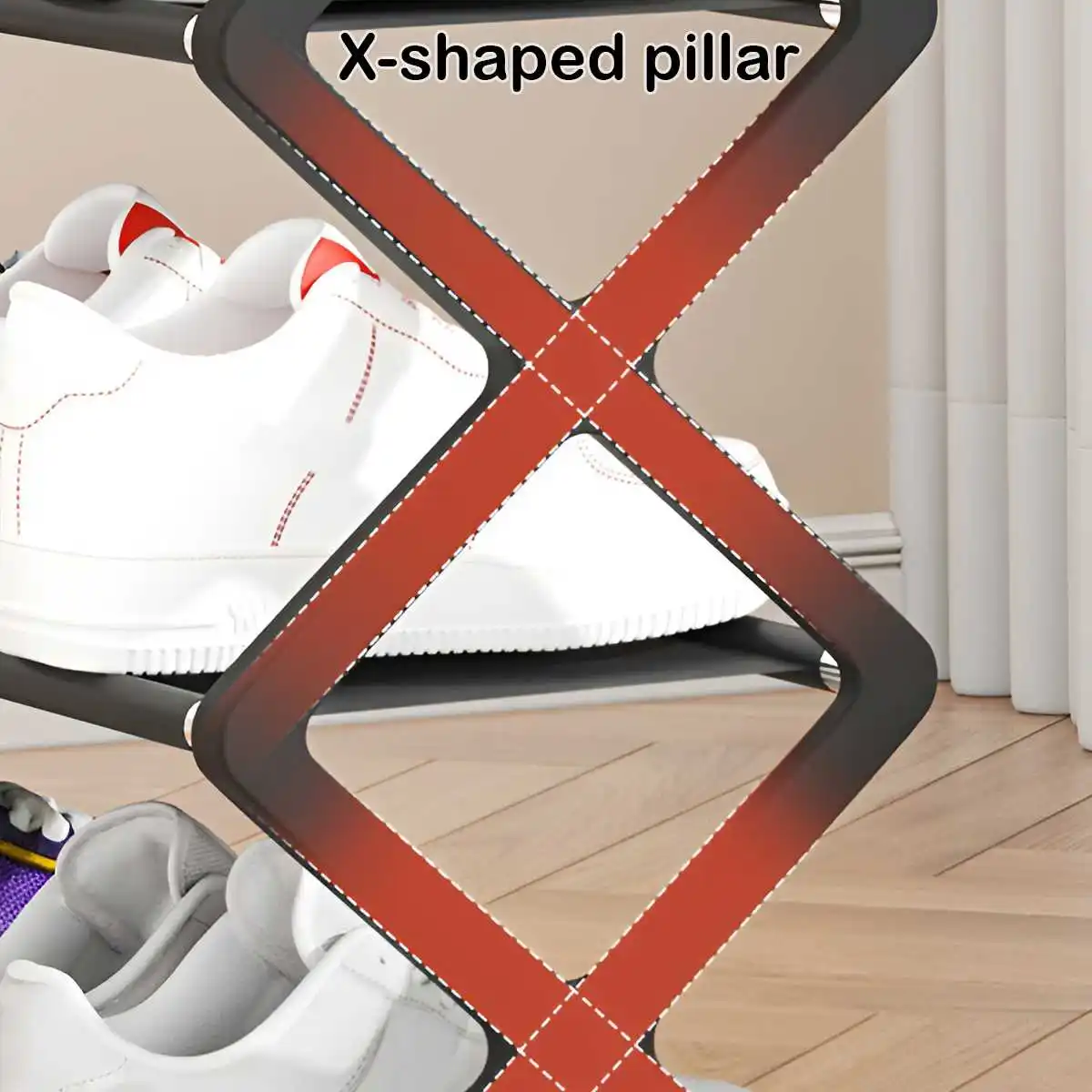 Hot 4-Tier X-Type Shoe Storage Rack, Dorm Rooms Multifunctional X-shaped Dust-proof Storage Rack for Entryways Hallways Bedrooms