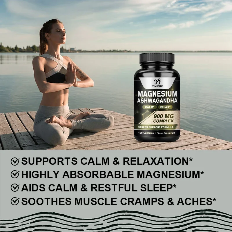 Magnesium + Ashwagandha Supplement, with Magnesium Citrate, Muscle Recovery, Heart & Bone Health, Calm & Relaxation Magnesium + Ashwagandha Supplement, with Magnesium Citrate, Muscle Recovery, Heart & Bone Health, Calm & Relaxation