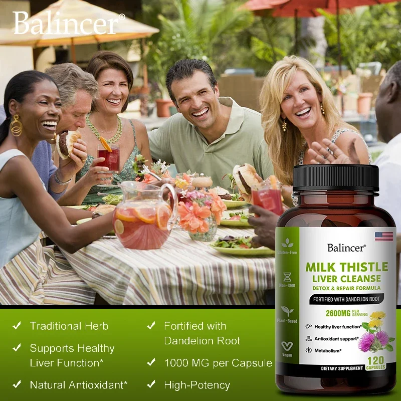 Milk Thistle and Dandelion Root Extract Supplement for Liver Detoxification, Repair and Nourishing, Antioxidant