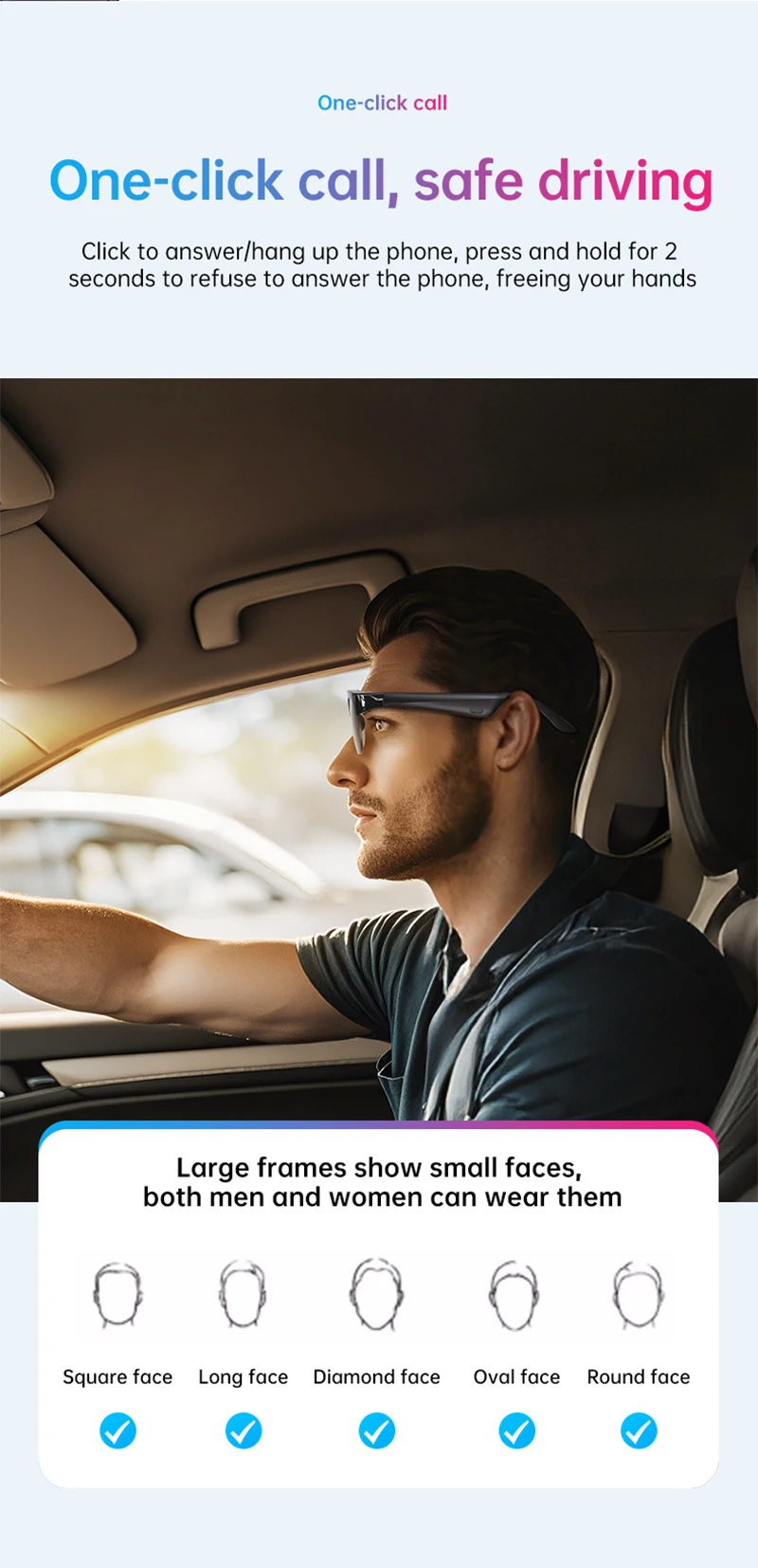2026 New Smart Glasses AI Translation Bluetooth Conversation Recording Listening To Music Smart Sunglasses for Men Women