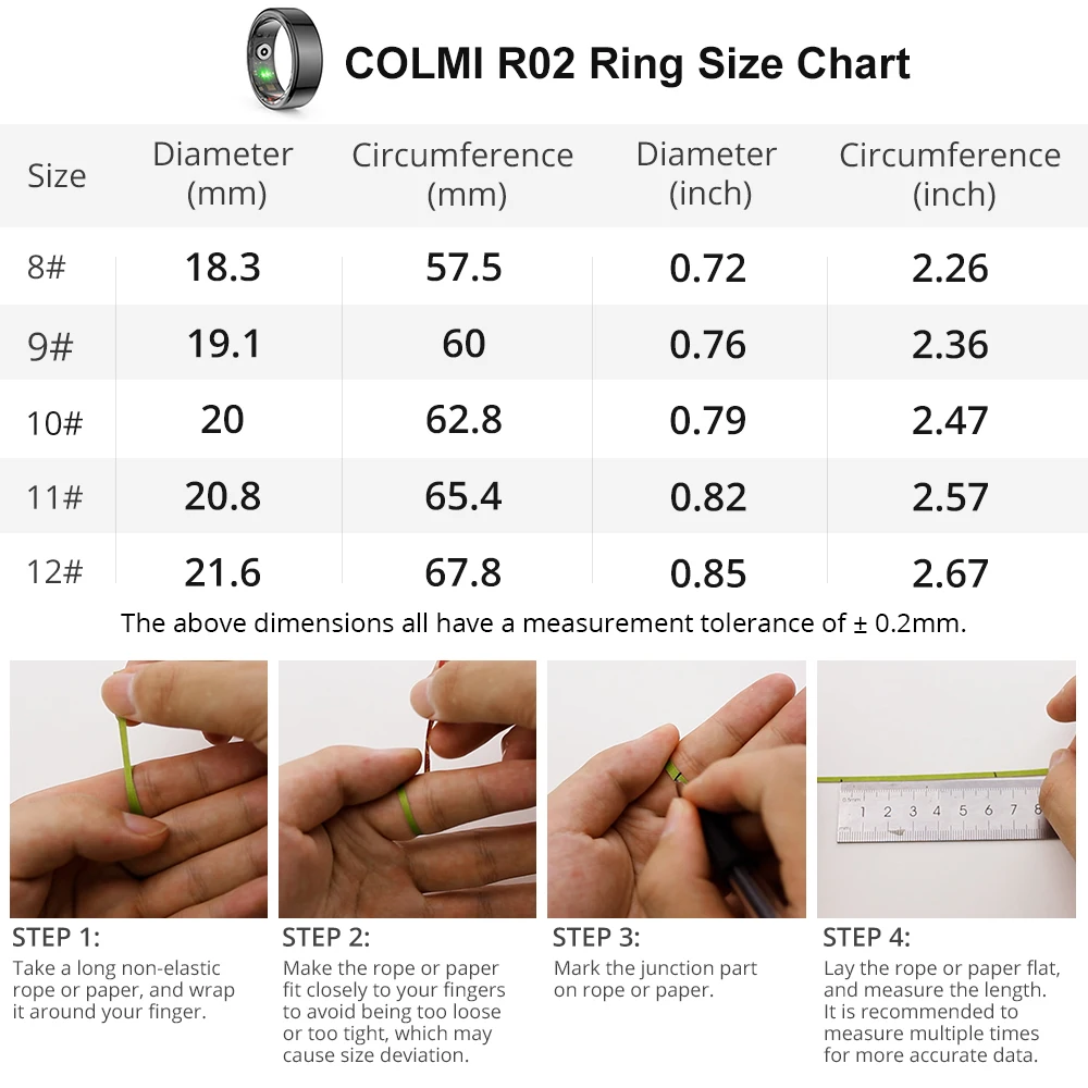 [2024 ] COLMI R02 Smart Ring Military Grade Titanium Steel Shell Health Monitoring IP68 & 5ATM Waterproof Multi-sport Modes