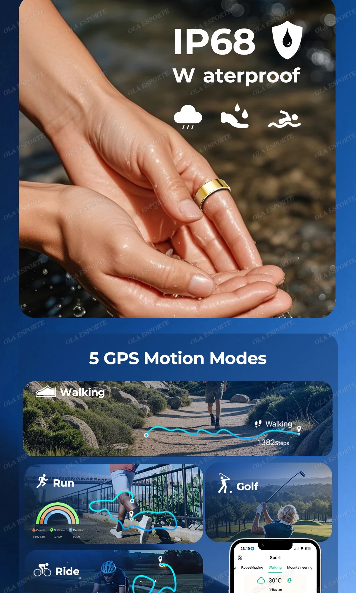 2026 Smart Ring Blood Pressure Heart Rate Sleep Monitoring Smartring IP68 & 5ATM Waterproof Multi-sport Mode Smartring Man Women