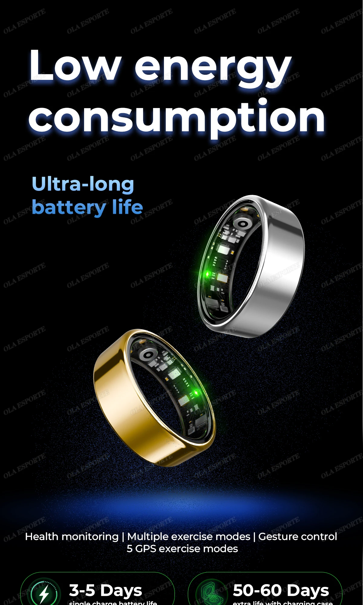 2026 Smart Ring Blood Pressure Heart Rate Sleep Monitoring Smartring IP68 & 5ATM Waterproof Multi-sport Mode Smartring Man Women