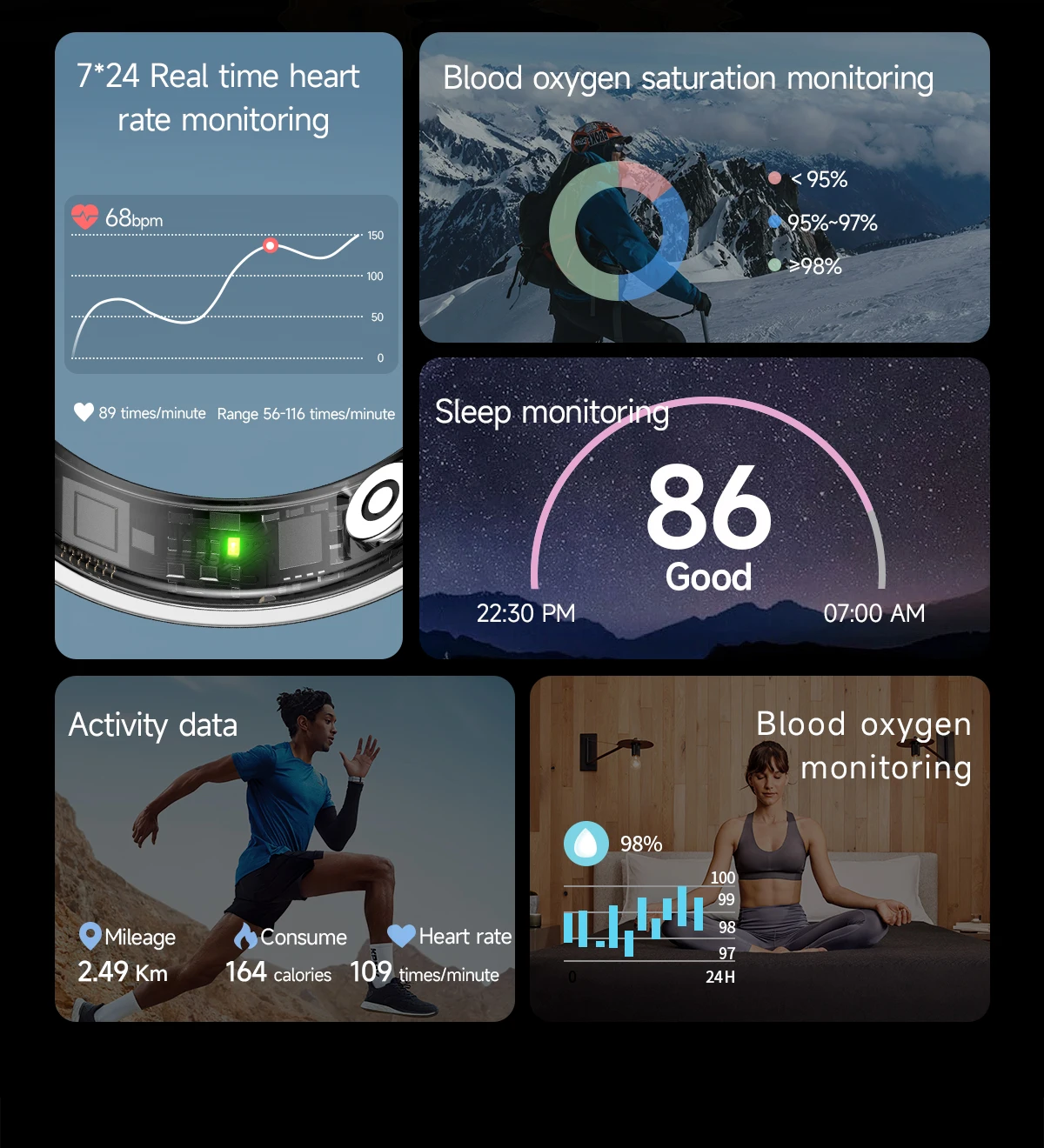 2026 New Smart Ring Heart Rate Blood Pressure Sleep Monitoring Motion Tracking IP68 Waterproof Men Women Smart Ring Holiday Gift 2026 New Smart Ring Heart Rate Blood Pressure Sleep Monitoring Motion Tracking IP68 Waterproof Men Women Smart Ring Holiday Gift