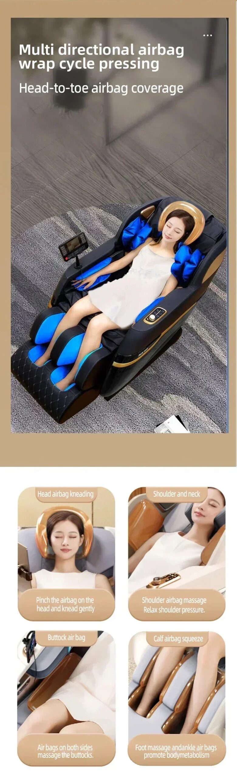 CE 2027 4D SL Track Massage Chair Zero Gravity Recliner Full Body Airbag Massage Sofa Touchscreen Office Chair 3 Years Warranty