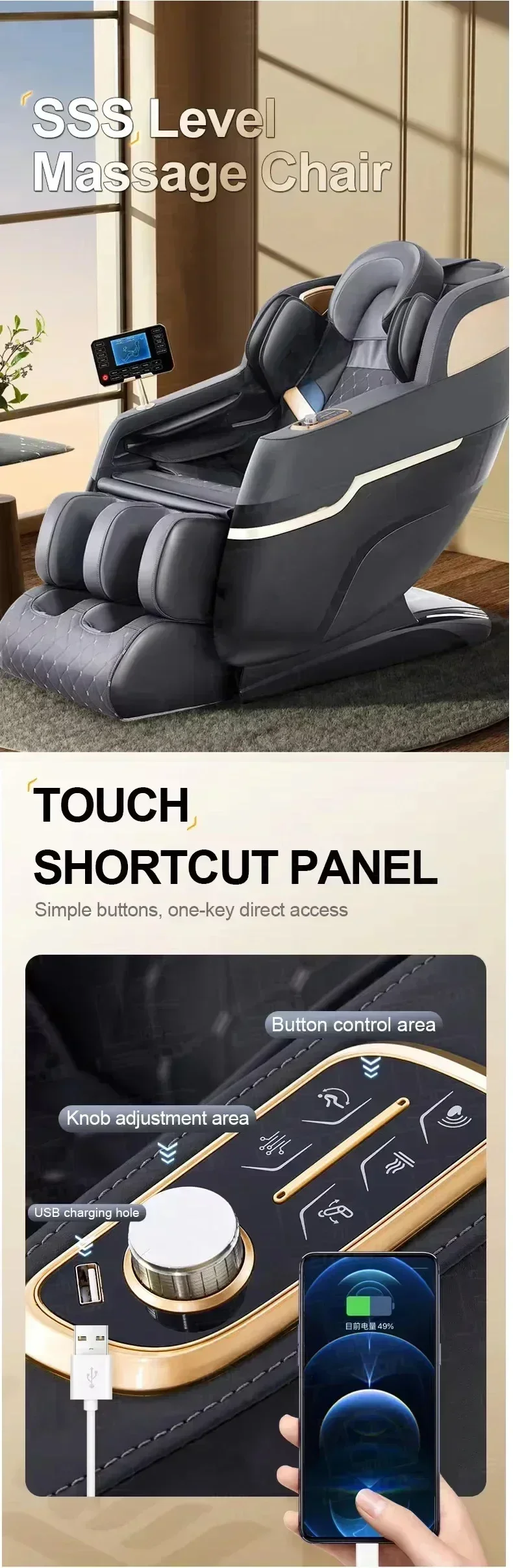 CE 2027 4D SL Track Massage Chair Zero Gravity Recliner Full Body Airbag Massage Sofa Touchscreen Office Chair 3 Years Warranty