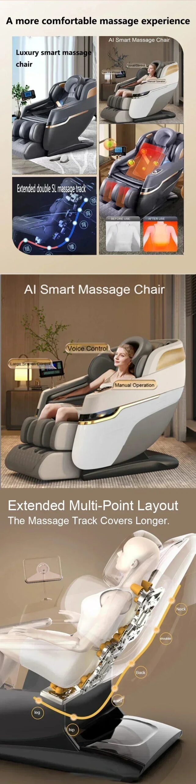 CE 2027 4D SL Track Massage Chair Zero Gravity Recliner Full Body Airbag Massage Sofa Touchscreen Office Chair 3 Years Warranty