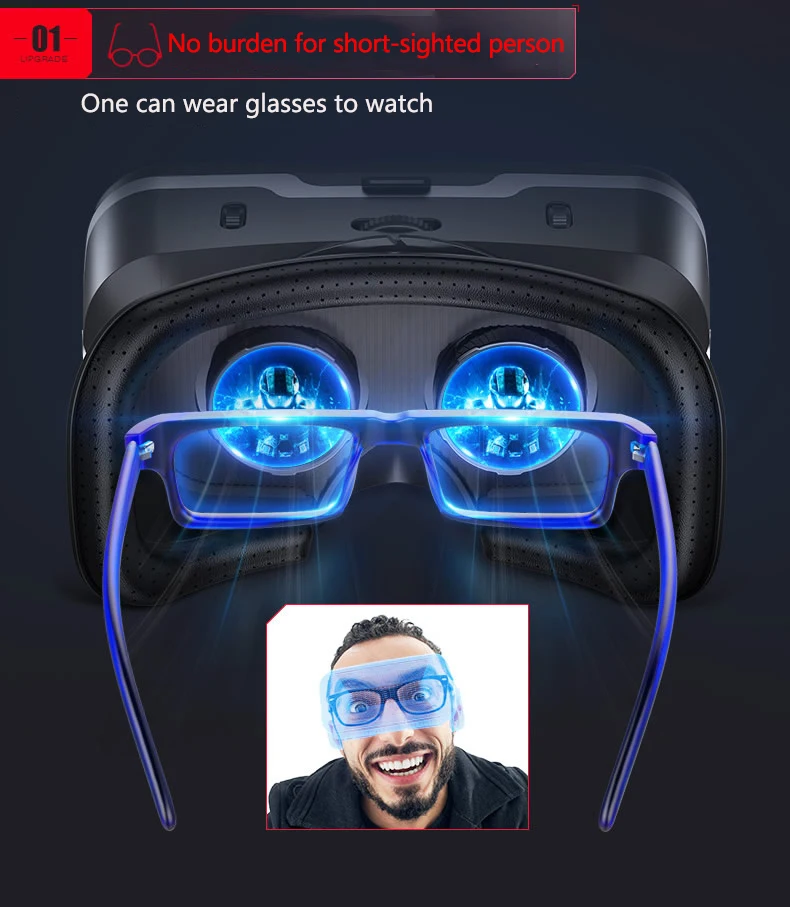 VR Glasses 3D Virtual Reality Headset Devices Helmet Lenses Goggles Smart For Smartphones Phone Cell Mobile Game Viar Viewer Set