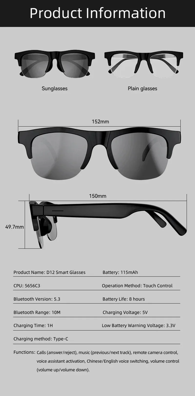 8K HD AI Smart Glasses Translation Hands-Free Calling AI Chat Logging Music Playback Smart Sunglasses for Men Women NEW 8K HD AI Smart Glasses Translation Hands-Free Calling AI Chat Logging Music Playback Smart Sunglasses for Men Women NEW
