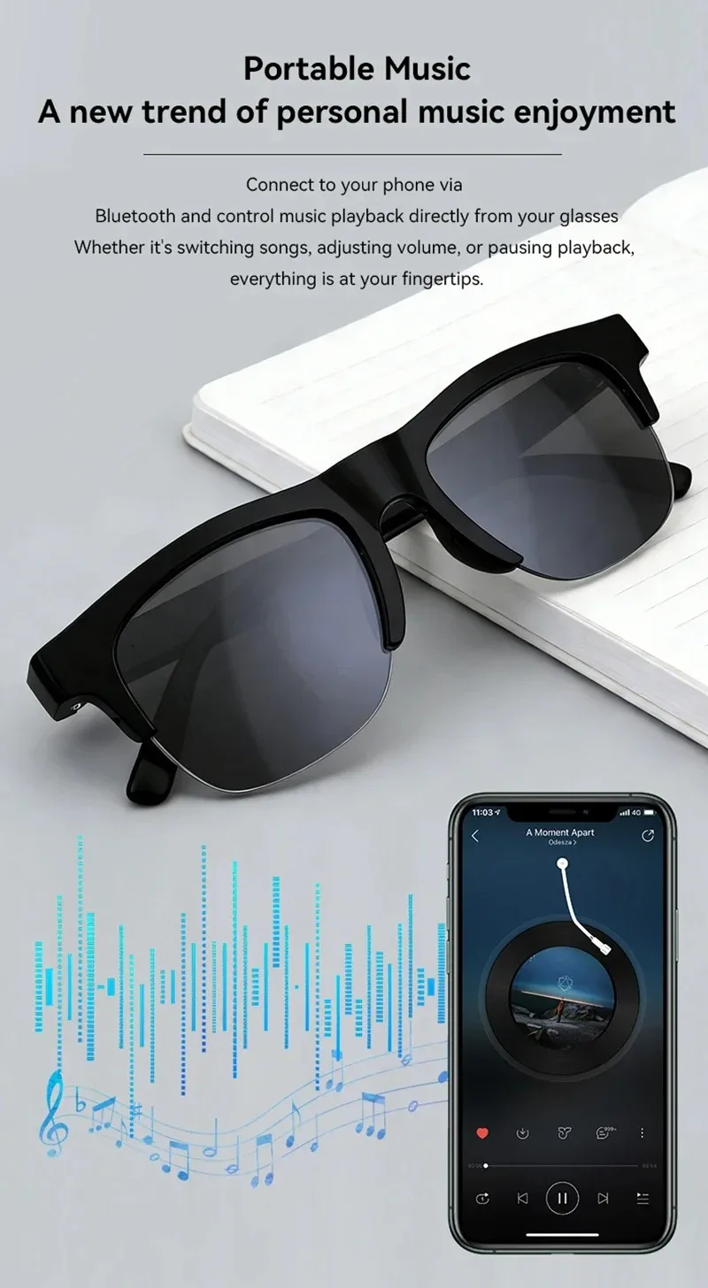 8K HD AI Smart Glasses Translation Hands-Free Calling AI Chat Logging Music Playback Smart Sunglasses for Men Women NEW