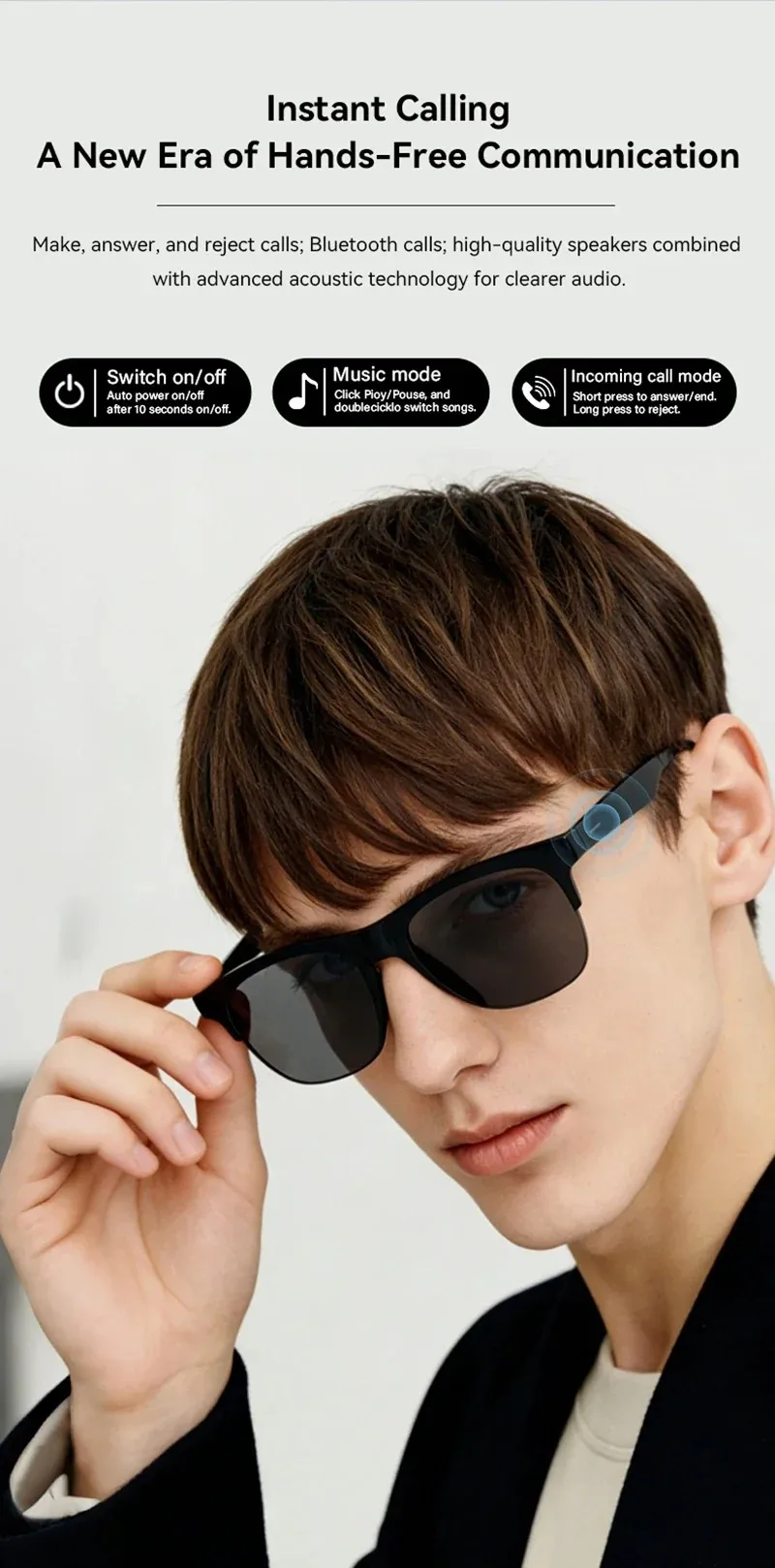 8K HD AI Smart Glasses Translation Hands-Free Calling AI Chat Logging Music Playback Smart Sunglasses for Men Women NEW