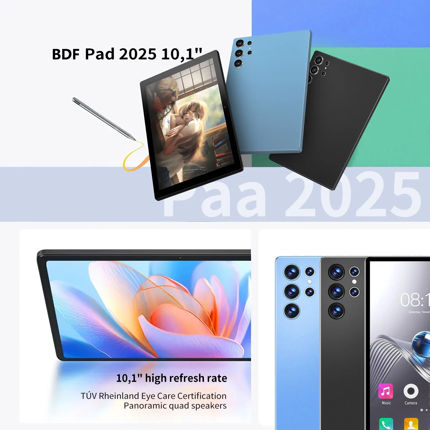 New Arrival 10.1 Inch Octa Core Android Tablets 6GB RAM 128GB ROM 4G Dual SIM Network AI Speed-up Tablet Bluetooth WiFi 6000mAh